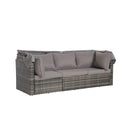 5 PCS Outdoor Patio Wicker Daybed Furniture Set With Retractable Canopy (SAK37816) - Saksby Wholesale - Close Retratable Canopy In White Background