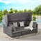 5 PCS Outdoor Patio Wicker Daybed Furniture Set With Retractable Canopy (SAK37816) - Saksby Wholesale - Lifestyle Dark Gray