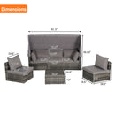 5 PCS Outdoor Patio Wicker Daybed Furniture Set With Retractable Canopy (SAK37816) - Saksby Wholesale - Dimensions