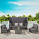 5 PCS Outdoor Patio Wicker Daybed Furniture Set With Retractable Canopy (SAK37816) - Saksby Wholesale - Lifestyle Dark Gray