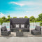 5 PCS Outdoor Patio Wicker Daybed Furniture Set With Retractable Canopy (SAK37816) - Saksby Wholesale - Lifestyle Dark Gray