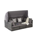 5 PCS Outdoor Patio Wicker Daybed Furniture Set With Retractable Canopy (SAK37816) - Saksby Wholesale - Open Canopy With Pillows