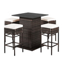 5PCS Patio Rattan Bar Table Stool Set With Hidden Storage Shelf & Cushions (SAK14645) - Saskby Wholesale - Whole View
