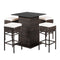 5PCS Patio Rattan Bar Table Stool Set With Hidden Storage Shelf & Cushions (SAK14645) - Saskby Wholesale - Whole View