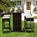 5 PCS Patio Rattan Bar Table Stool Set With Hidden Storage Shelf & Cushions (SAK14645) - Saskby Wholesale - Outdoor View