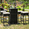 5 PCS Patio Rattan Bar Table Stool Set With Hidden Storage Shelf & Cushions (SAK14645) - Saskby Wholesale - Outdoor View