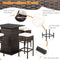 5 PCS Patio Rattan Bar Table Stool Set With Hidden Storage Shelf & Cushions (SAK14645) - Saskby Wholesale - Parts View