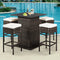 5 PCS Patio Rattan Bar Table Stool Set With Hidden Storage Shelf & Cushions (SAK14645) - Saskby Wholesale - Pool Area View
