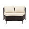 5-Piece All-Weather Half-Moon Outdoor Rattan Wicker Patio Sectional Sofa Furniture Set With Tempered Glass Table (SAK32615) - Saksby Wholesale - 2-Seater Sofa Only