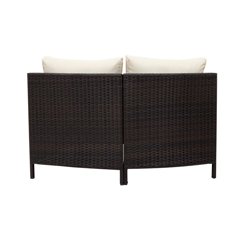 5-Piece All-Weather Half-Moon Outdoor Rattan Wicker Patio Sectional Sofa Furniture Set With Tempered Glass Table (SAK32615) - Saksby Wholesale - Back Details