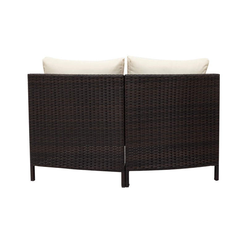 5-Piece All-Weather Half-Moon Outdoor Rattan Wicker Patio Sectional Sofa Furniture Set With Tempered Glass Table (SAK32615) - Saksby Wholesale - Back Details
