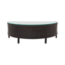 5-Piece All-Weather Half-Moon Outdoor Rattan Wicker Patio Sectional Sofa Furniture Set With Tempered Glass Table (SAK32615) - Saksby Wholesale - Back View Table Details