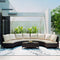 5-Piece All-Weather Half-Moon Outdoor Rattan Wicker Patio Sectional Sofa Furniture Set With Tempered Glass Table (SAK32615) - Saksby Wholesale - Lifestyle