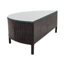 5-Piece All-Weather Half-Moon Outdoor Rattan Wicker Patio Sectional Sofa Furniture Set With Tempered Glass Table (SAK32615) - Saksby Wholesale - Side View Table Details