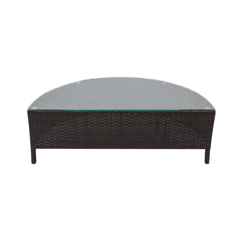 5-Piece All-Weather Half-Moon Outdoor Rattan Wicker Patio Sectional Sofa Furniture Set With Tempered Glass Table (SAK32615) - Saksby Wholesale - Table Design Details