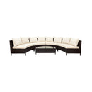 5-Piece All-Weather Half-Moon Outdoor Rattan Wicker Patio Sectional Sofa Furniture Set With Tempered Glass Table (SAK32615) - Saksby Wholesale - White Background
