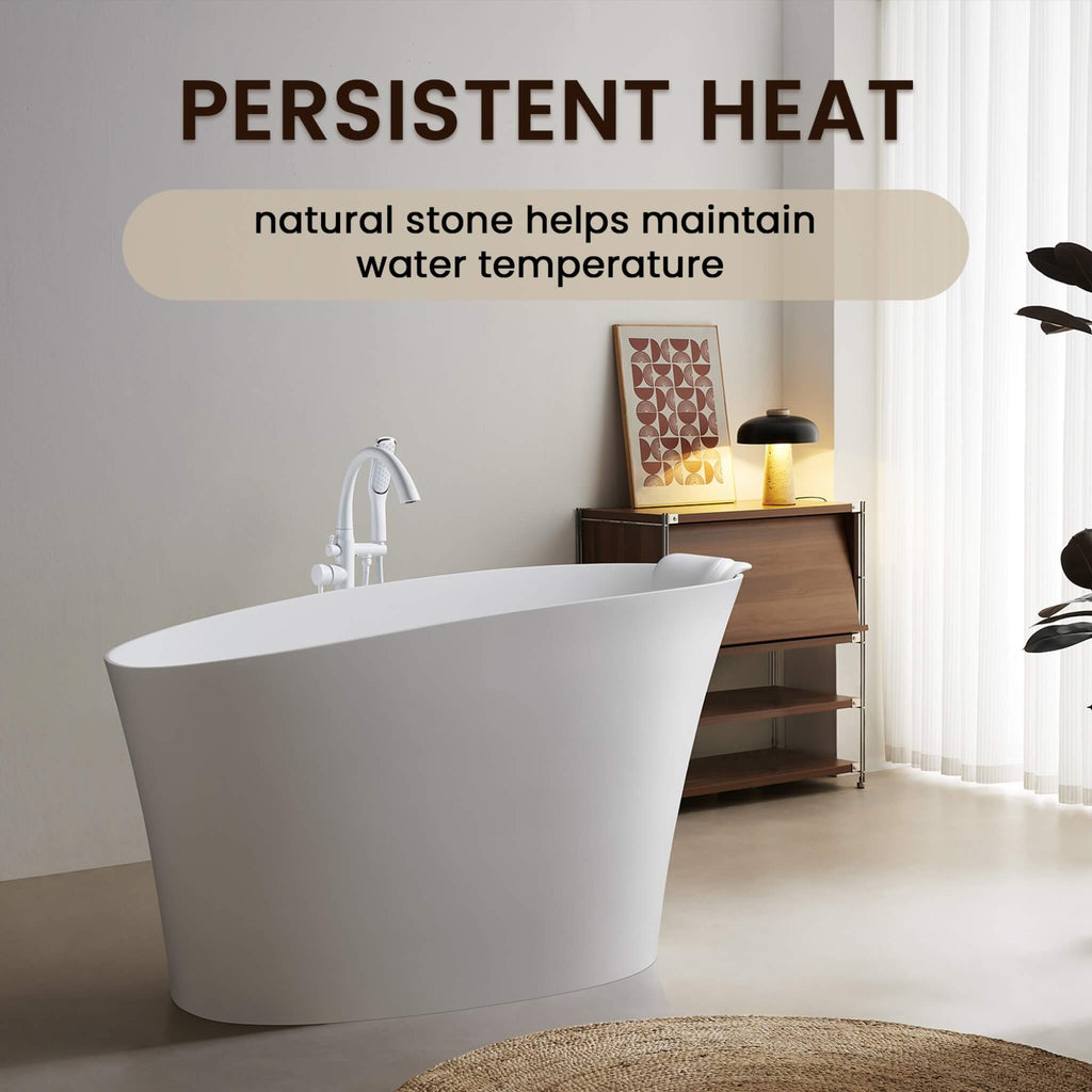 51-Inch Solid Surface Oval Freestanding Bathtub With Seat And Headrest (SAK61983) - Saksby Wholesale - Lifestyle Image In Living Room