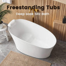 51-Inch Solid Surface Oval Freestanding Bathtub With Seat And Headrest (SAK61983) - Saksby Wholesale - Lifestyle Image In Top View