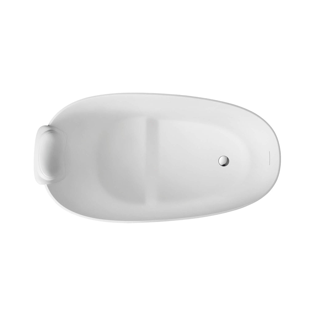 51-Inch Solid Surface Oval Freestanding Bathtub With Seat And Headrest (SAK61983) - Saksby Wholesale - Top View