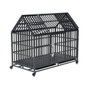 52-Inch Heavy-Duty Dog Crate With Roof Top Escape Proof Design (SAK90267) - Saksby Wholesale - Front View Close Door