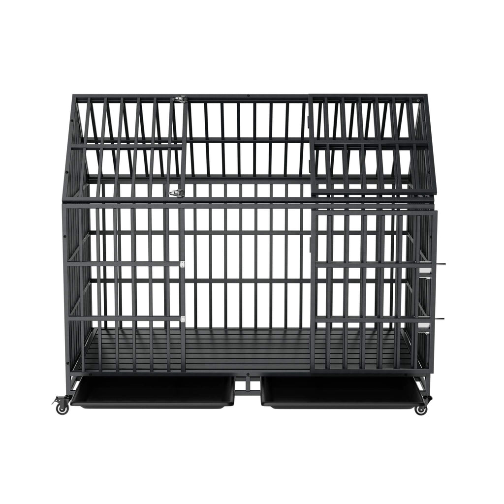 52-Inch Heavy-Duty Dog Crate With Roof Top Escape Proof Design (SAK90267) - Saksby Wholesale - Front View