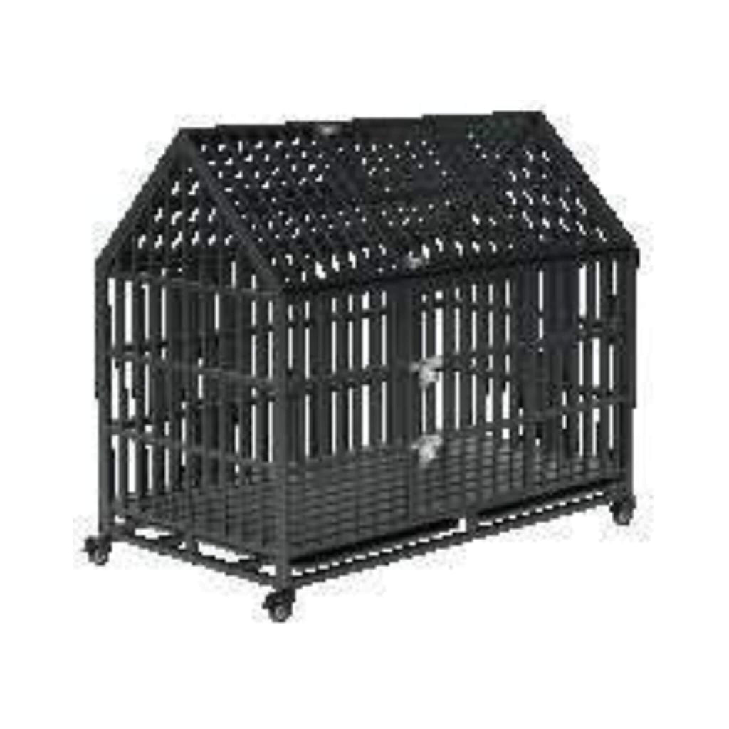 52-Inch Heavy-Duty Dog Crate With Roof Top Escape Proof Design (SAK90267) - Saksby Wholesale - Side Front VIew