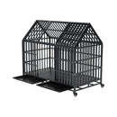 52-Inch Heavy-Duty Dog Crate With Roof Top Escape Proof Design (SAK90267) - Saksby Wholesale - Slide-Out Tray View