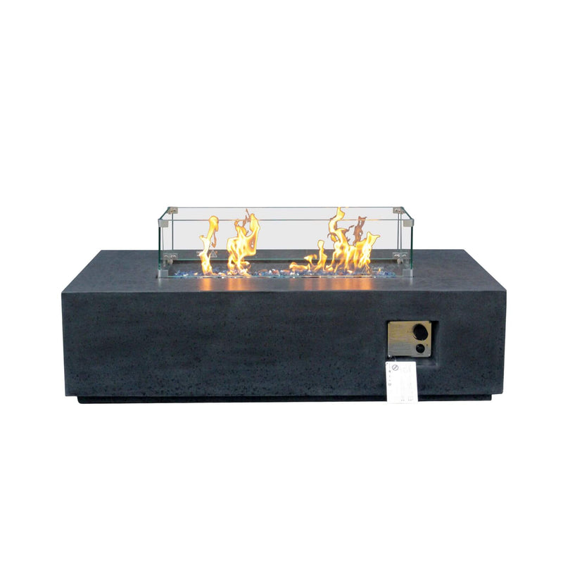 52 Inch Portable Concrete Rectangular Propane Fire Pit Table With Repair Kit (SAK52304) - Saksby Wholesale - Front View