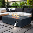 52 Inch Portable Concrete Rectangular Propane Fire Pit Table With Repair Kit (SAK52304) - Saksby Wholesale - Outdoor Setup