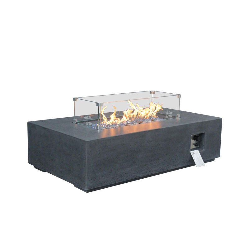 52 Inch Portable Concrete Rectangular Propane Fire Pit Table With Repair Kit (SAK52304) - Saksby Wholesale - Side View