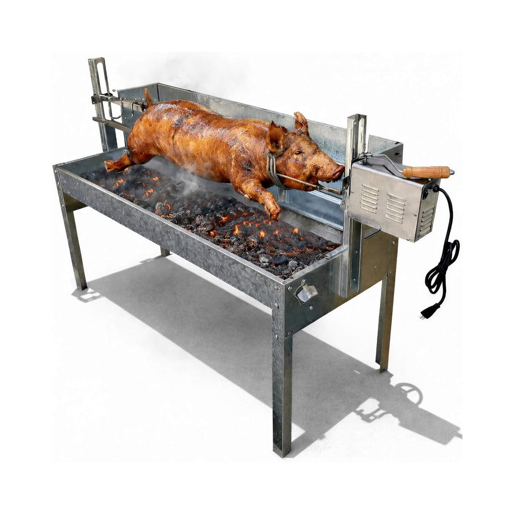 52-Inch Stainless Steel Charcoal Rotisserie Spit Roaster With Wind Shield (SAK37482)  - Saksby Wholesale -  Front Right View