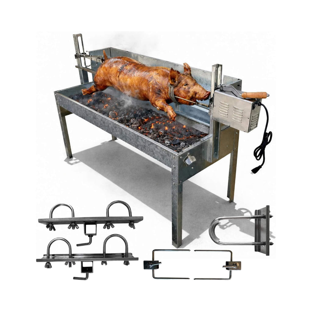 52-Inch Stainless Steel Charcoal Rotisserie Spit Roaster With Wind Shield (SAK37482)  - Saksby Wholesale -  With Accessories View