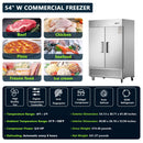 54-Inch 42.2 Cu.Ft Commercial Stainless Steel 2-Section Upright Reach-In Freezer (SAK35148) - Saksby Wholesale - Commercial Use