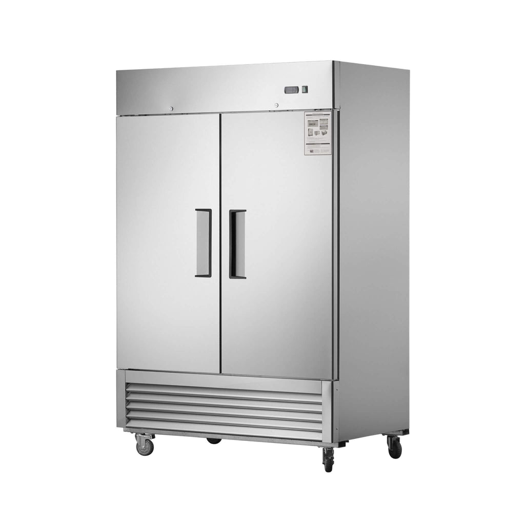54-Inch 42.2 Cu.Ft Commercial Stainless Steel 2-Section Upright Reach-In Freezer (SAK35148) - Saksby Wholesale - Front Side View