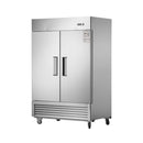 54-Inch 42.2 Cu.Ft Commercial Stainless Steel 2-Section Upright Reach-In Freezer (SAK35148) - Saksby Wholesale - Front Side View
