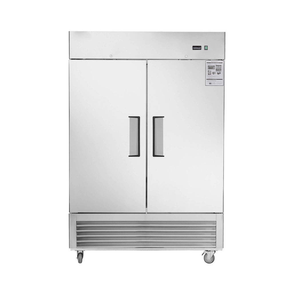 54-Inch 42.2 Cu.Ft Commercial Stainless Steel 2-Section Upright Reach-In Freezer (SAK35148) - Saksby Wholesale - Front View