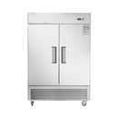 54-Inch 42.2 Cu.Ft Commercial Stainless Steel 2-Section Upright Reach-In Freezer (SAK35148) - Saksby Wholesale - Front View