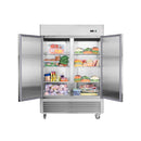 54-Inch 42.2 Cu.Ft Commercial Stainless Steel 2-Section Upright Reach-In Freezer (SAK35148) - Saksby Wholesale - Storage Display Front View