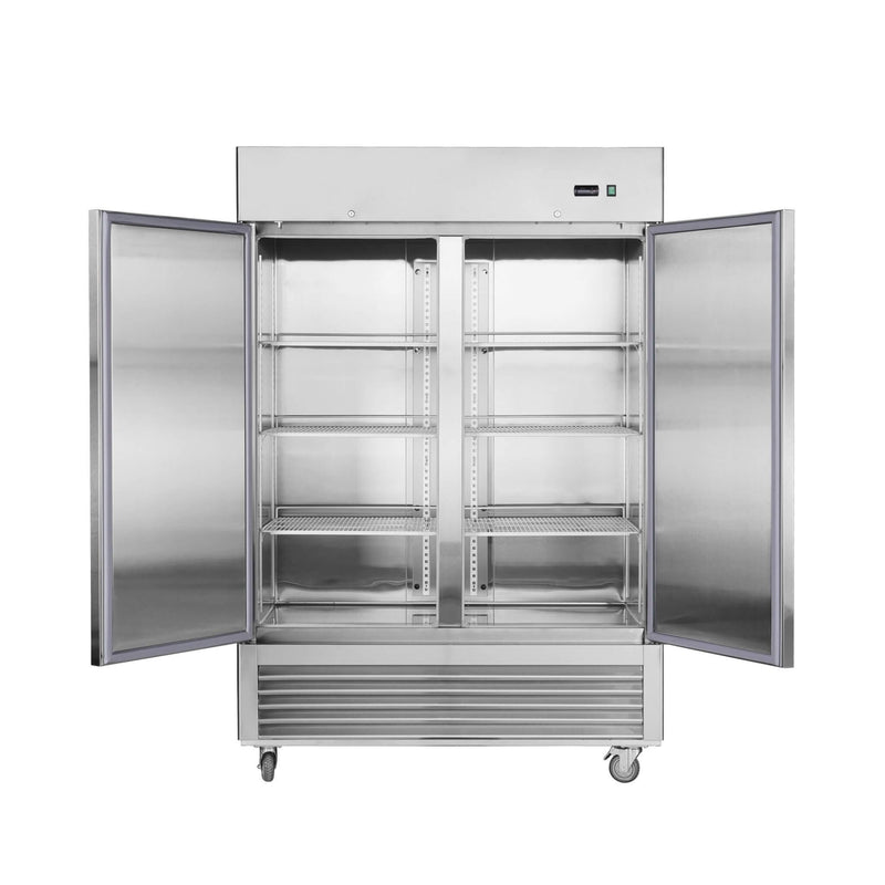 54-Inch 42.2 Cu.Ft Commercial Stainless Steel 2-Section Upright Reach-In Freezer (SAK35148) - Saksby Wholesale - Storage Display View