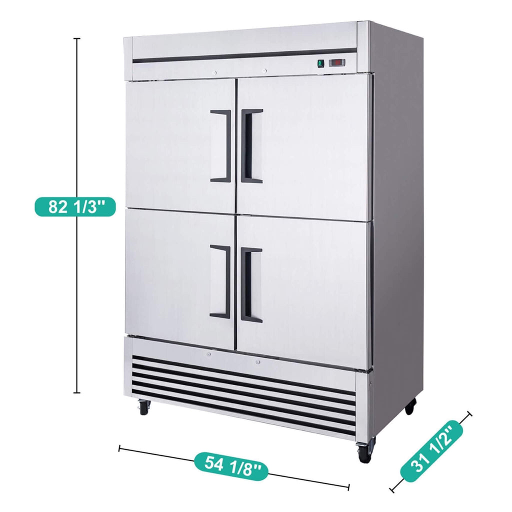 54-Inch 49 Cu.Ft Commercial 6-Shelves Stainless Steel Reach-In Freezer (SAK10247) - Saksby Wholesale - Dimension