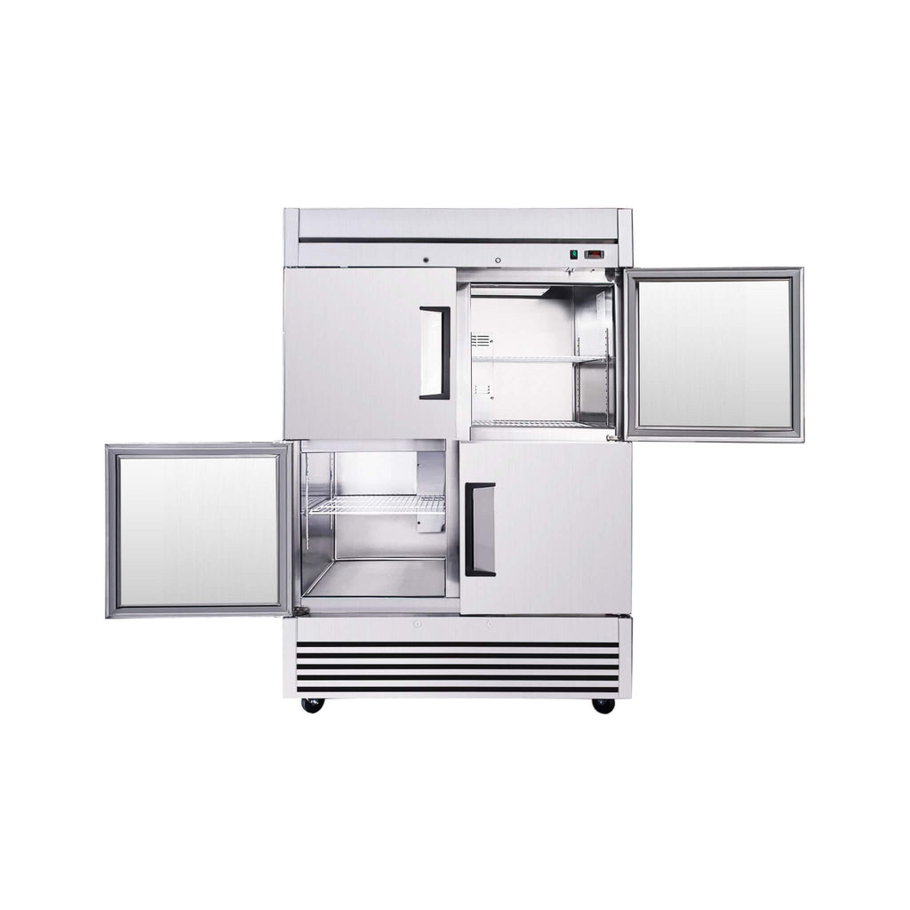 54-Inch 49 Cu.Ft Commercial 6-Shelves Stainless Steel Reach-In Freezer (SAK10247) - Saksby Wholesale - Front View 2-Doors Open