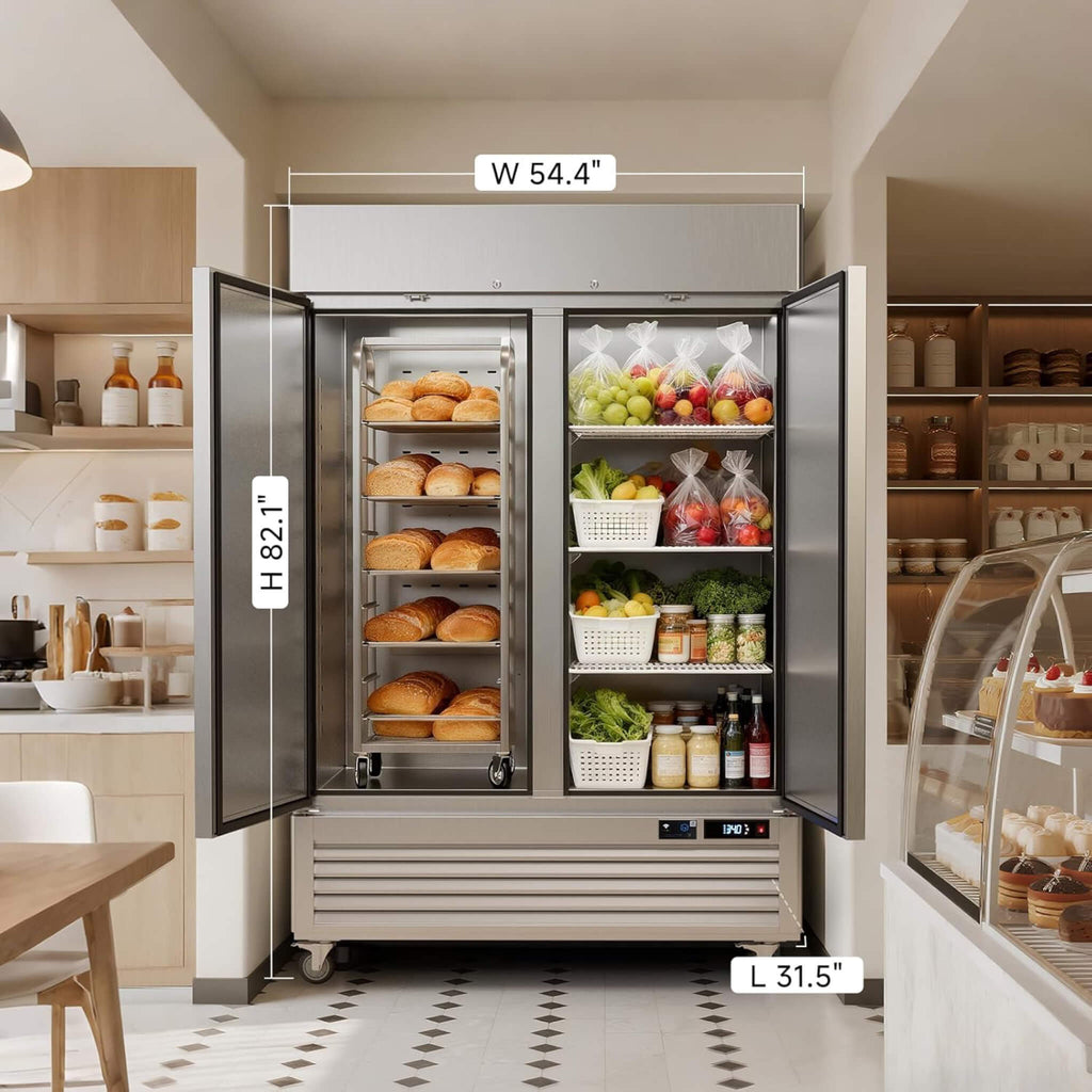 54-Inch Commercial 49 Cu.Ft 2-Door WiFi Refrigerator With Smart App Control (SAK10438) - Saksby Wholesale - Dimensions View