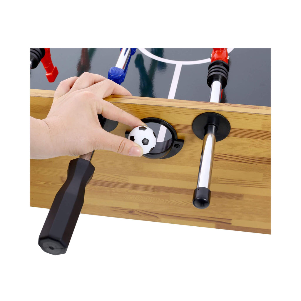 54-Inch Hurricane Light Cherry Foosball Table With Accessories (SAK38651) - Saksby Wholesale - Soccer Ball Hole