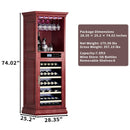 56-Bottle Single-Zone Multi-Tiered Wooden Wine Cooler Cabinet With Humidity And Temperature Controls (SAK73195) - Saksby Wholesale - Dimensions
