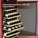 56-Bottle Single-Zone Multi-Tiered Wooden Wine Cooler Cabinet With Humidity And Temperature Controls (SAK73195) - Saksby Wholesale - Shelves And LED Lights