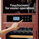 56-Bottle Single-Zone Multi-Tiered Wooden Wine Cooler Cabinet With Humidity And Temperature Controls (SAK73195) - Saksby Wholesale - Touch Panel