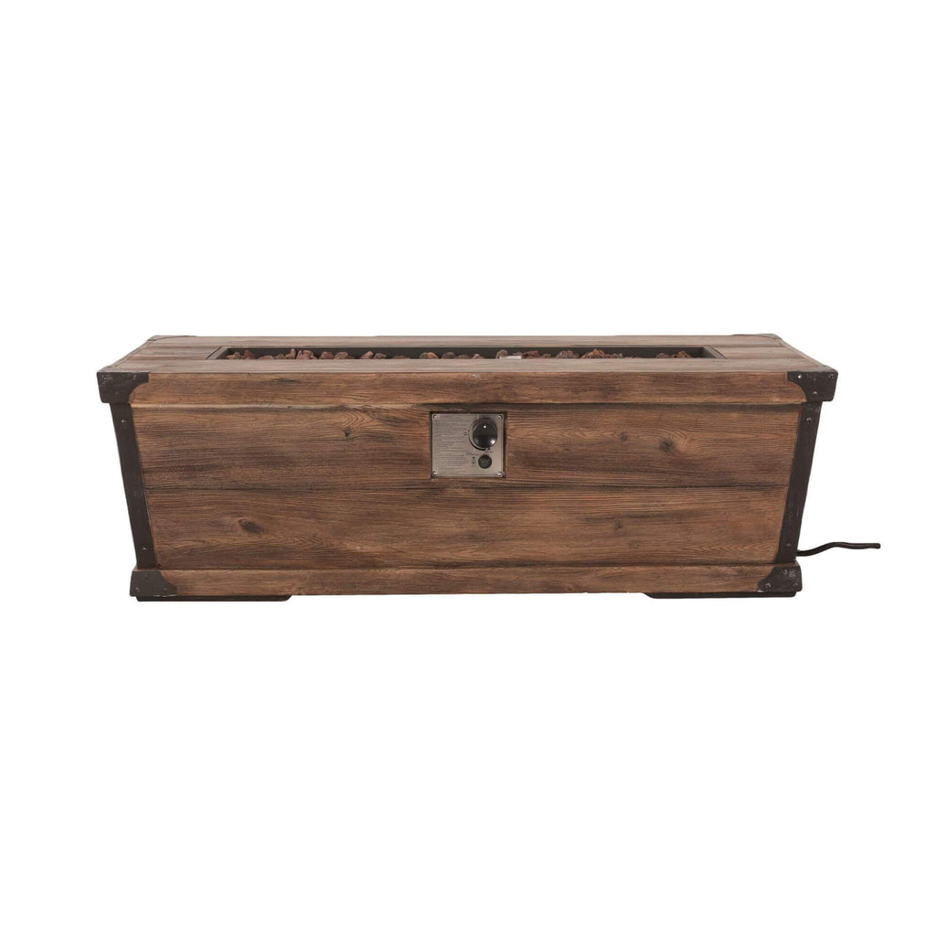 56 Inch Outdoor 50K BTU Wood Pattern Rectangle Gas Burning Fire Pit (SAK43681) - Saksby Wholesale - Back View