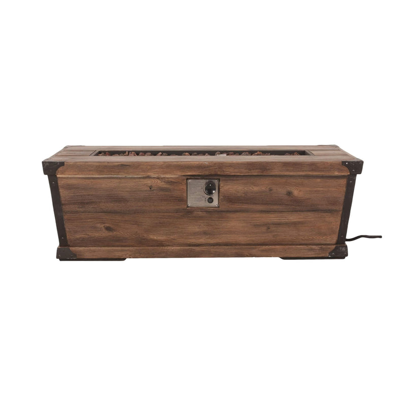 56 Inch Outdoor 50K BTU Wood Pattern Rectangle Gas Burning Fire Pit (SAK43681) - Saksby Wholesale - Back View