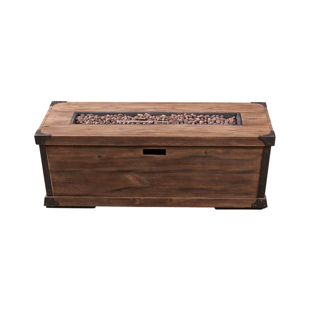 56 Inch Outdoor 50K BTU Wood Pattern Rectangle Gas Burning Fire Pit (SAK43681) - Saksby Wholesale - Front View
