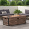 56 Inch Outdoor 50K BTU Wood Pattern Rectangle Gas Burning Fire Pit (SAK43681) - Saksby Wholesale - On Fire Daylight Outdoor